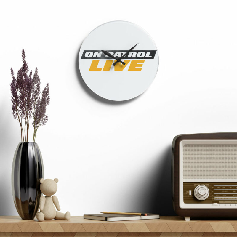 On Patrol Live Acrylic Wall Clock: Precision Timekeeping with a Bold Statement 12 On Patrol Live Acrylic Wall Clock