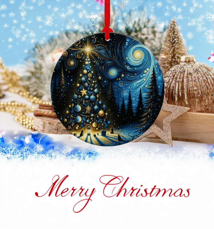 Starry Night Christmas Ornament – Elegant Holiday Decoration & Heirloom Keepsake